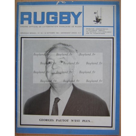 Magazine Rugby (Organe officiel de la fédération Française de rugby) - N° 702 - Septembre 1969 - FFR
